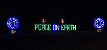 Wordings Peace on earth put together with lights